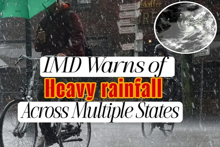 IMD heavy rainfall forecast warns of intense rain across multiple Indian states as an active monsoon system strengthens.