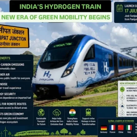 Hydrogen Train India at Panipat Junction showcasing India's first hydrogen-powered passenger train and its clean energy benefits.