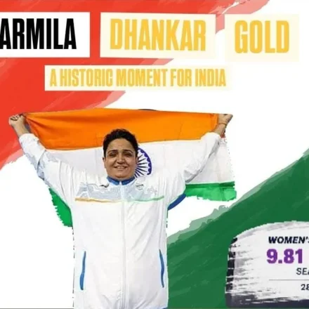 Sharmila Dhankar Gold celebration after winning India's first Commonwealth Games para-athletics gold in the Women's Shot Put F57 event on 28 July 2026.