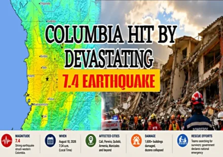 Colombia earthquake 2026 map and earthquake damage after 7.4-magnitude quake