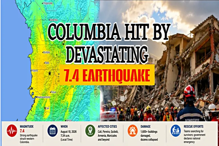 Colombia earthquake 2026 map and earthquake damage after 7.4-magnitude quake