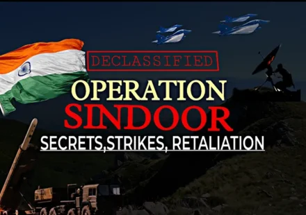 Declassified Operation Sindoor featuring Indian flag, fighter jets and military weapons