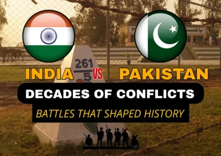 India Pakistan Military Power comparison showing the Indian and Pakistani flags and decades of conflict