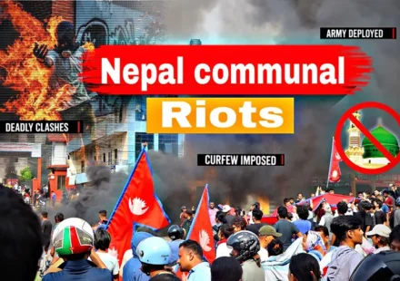 Nepal Riots Update showing communal clashes, protests, smoke, curfew and security deployment in Nepal