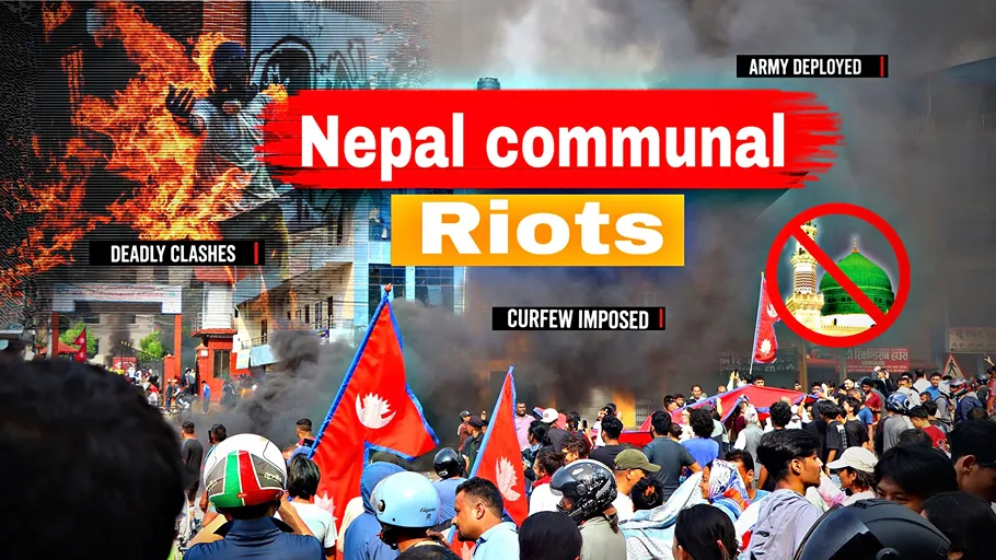 Nepal Riots Update showing communal clashes, protests, smoke, curfew and security deployment in Nepal