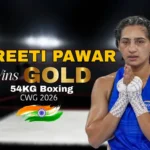 Preeti Pawar Commonwealth Games 2026 gold medal winner celebrating victory in the women's 54kg boxing event for India