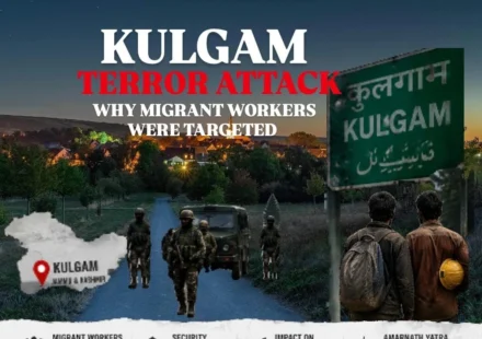 Kulgam Terror Attack in Jammu and Kashmir showing security forces response after terrorists targeted migrant workers