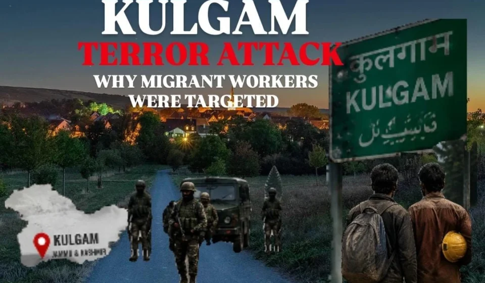 Kulgam Terror Attack in Jammu and Kashmir showing security forces response after terrorists targeted migrant workers