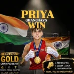 Priya Ghanghas CWG Gold winner celebrating after winning the women’s 60kg boxing title at Commonwealth Games 2026