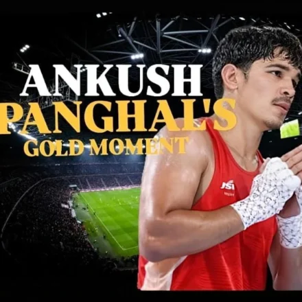 Ankush Panghal CWG 2026 gold medal celebration after winning Commonwealth Games boxing title for India