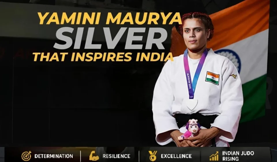 Yamini Maurya Silver medal at the 2026 Commonwealth Games after winning the women's 57kg judo event for India