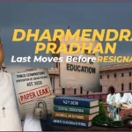 Dharmendra Pradhan Resignation featured image showing the former Education Minister alongside the Ministry of Education, Public Examinations Act 2024, paper leak document, and education reforms.