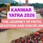 Kanwar Yatra 2026 devotees gathering near the Ganga River during the Hindu pilgrimage with Shiva temple views