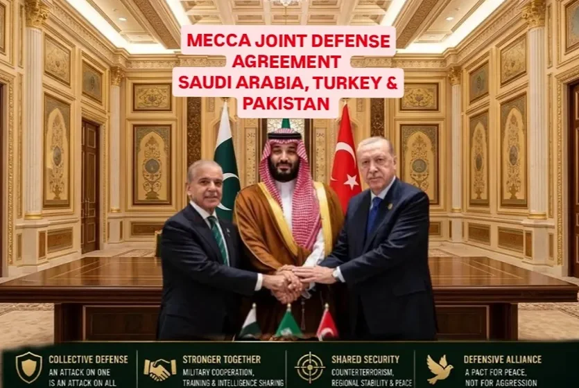 Mecca Agreement between Saudi Arabia, Turkey and Pakistan featuring leaders during a trilateral defence meeting