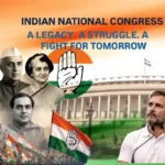Indian National Congress feature image showing Congress history, freedom movement leaders, party symbol, Parliament and political future analysis