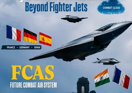FCAS programme featuring a next-generation fighter, combat cloud, remote aircraft, and India-France defence cooperation.