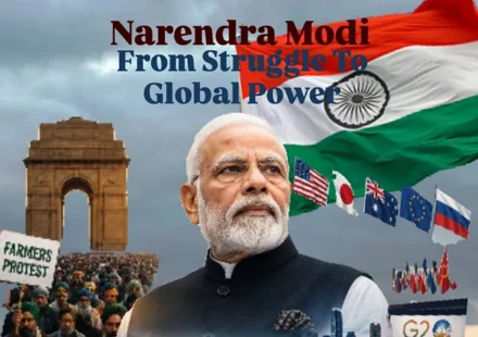 Narendra Modi with the Indian flag, India Gate, global flags, farmers’ protest and G20 imagery