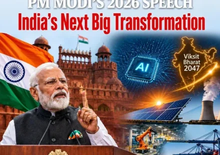PM Modi’s 2026 Speech highlighting India’s transformation, AI, energy, manufacturing and Viksit Bharat 2047