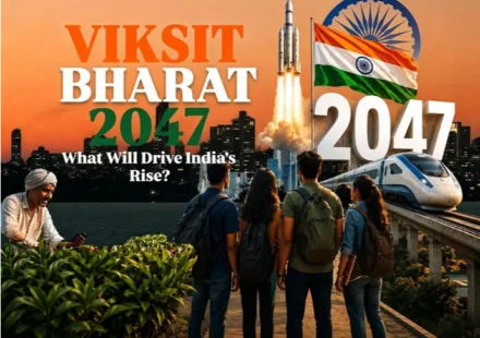 Viksit Bharat 2047 vision featuring India’s future growth, technology, infrastructure and youth