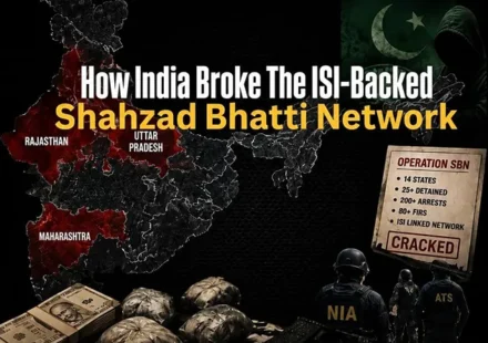 Shahzad Bhatti Network crackdown showing India’s security forces and an alleged ISI-linked terror network