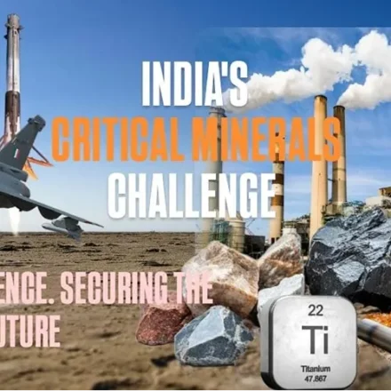 India’s critical minerals challenge showing a fighter jet, titanium, mineral resources and industrial processing facilities