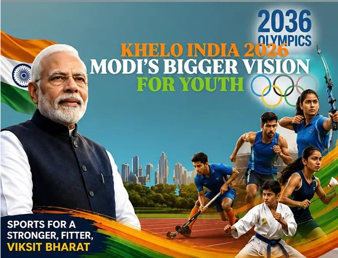 Khelo India 2026 featuring PM Modi, young Indian athletes and India’s 2036 Olympic ambition