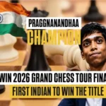 R Praggnanandhaa celebrates his 2026 Grand Chess Tour Finals victory
