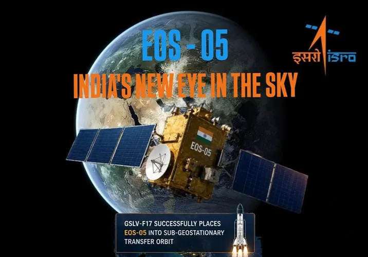 EOS-05 Earth observation satellite in geosynchronous orbit above India after successful GSLV-F17 launch