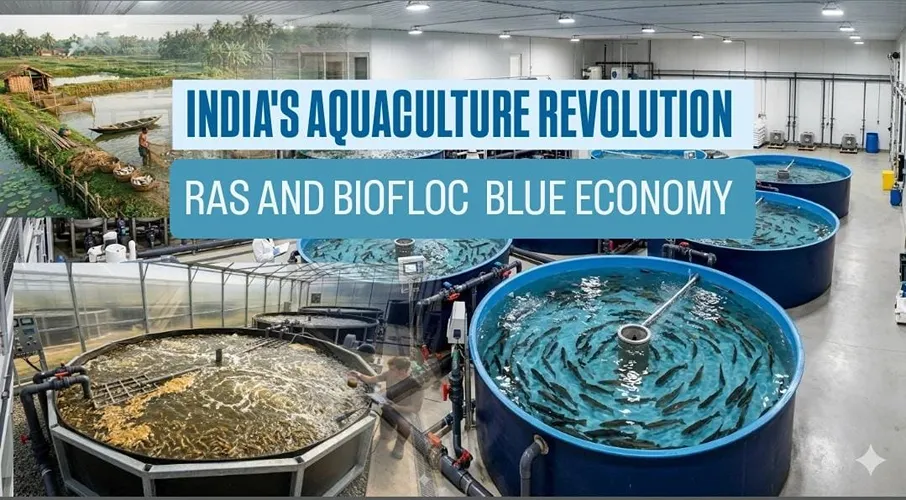India’s aquaculture revolution with RAS and Biofloc technology supporting modern fish farming and the Blue Economy